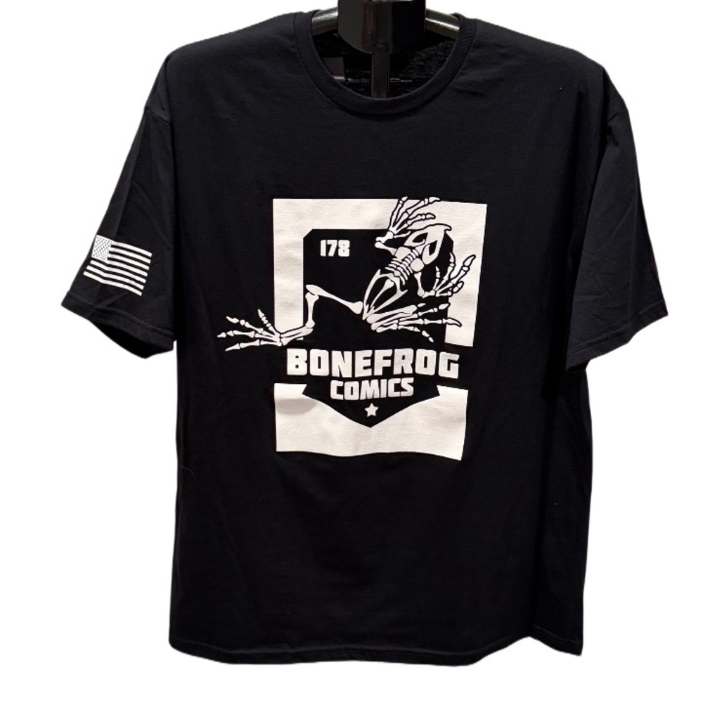 Black T-Shirt patriotic Bonefrog Comics